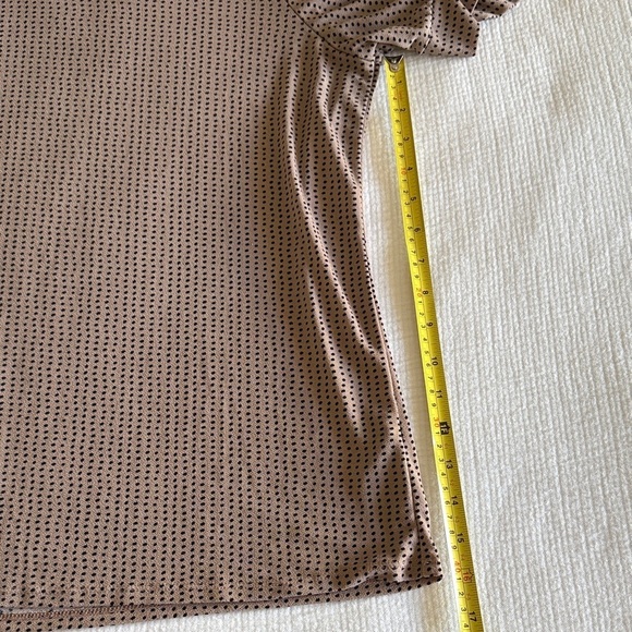 Adrianna Pink & Brown Polka Dot Blouse / L - Picture 4 of 8